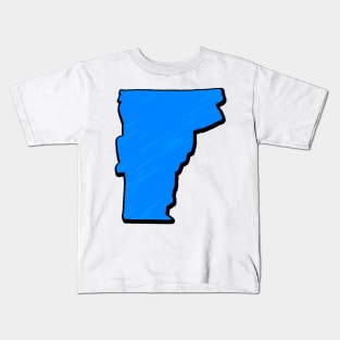 Bright Blue Vermont Outline Kids T-Shirt